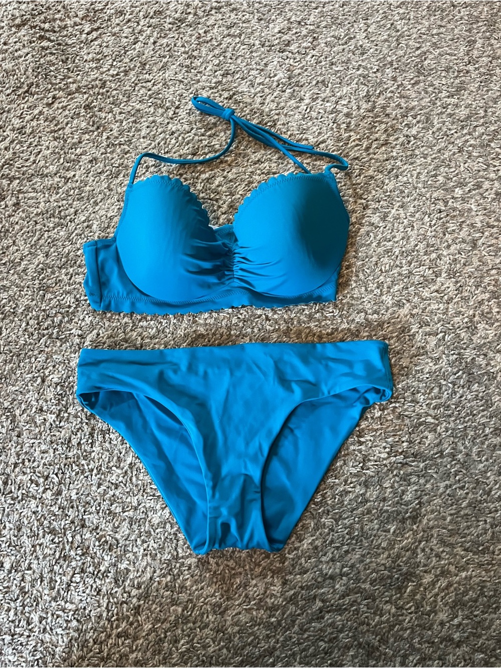 Victoria's Secret Teal Blue Padded Halter Bikini Set
